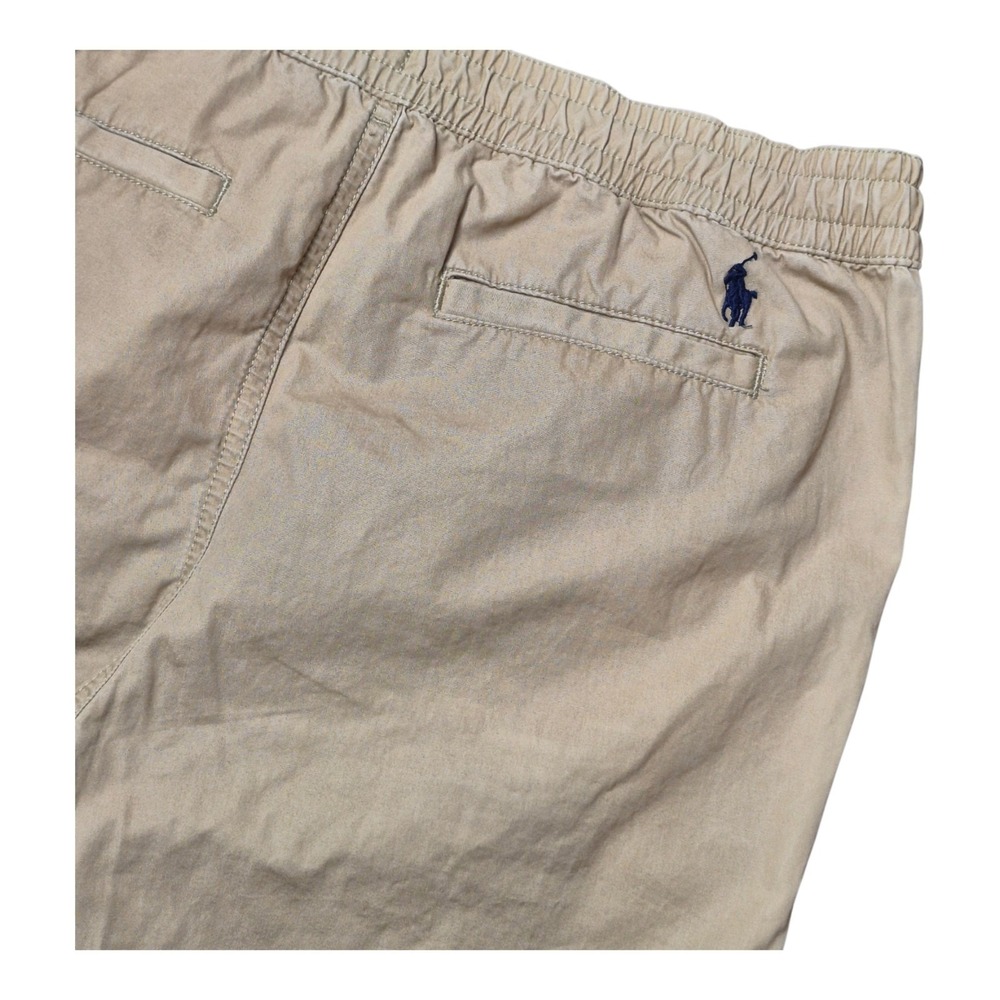 Polo Ralph Lauren Boys L 14-16 Khaki Cotton Jogger Pants Zip Pockets Drawstring